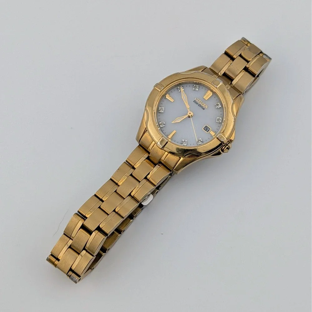 Citizen Silhouette Sport Eco-Drive Diamond Gold-Tone Watch E013-S090300 7.25